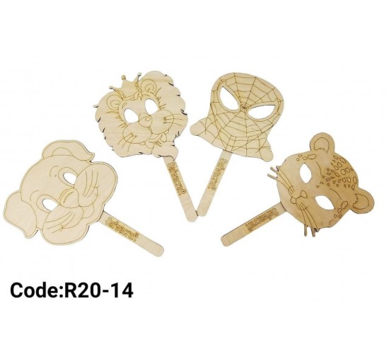 R20-14 تلوين ماسك خشب اشكال 