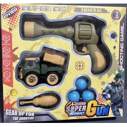 T-542علبة مسدس ألعاب مع عربية فك و تركيب 5966/27  22/200