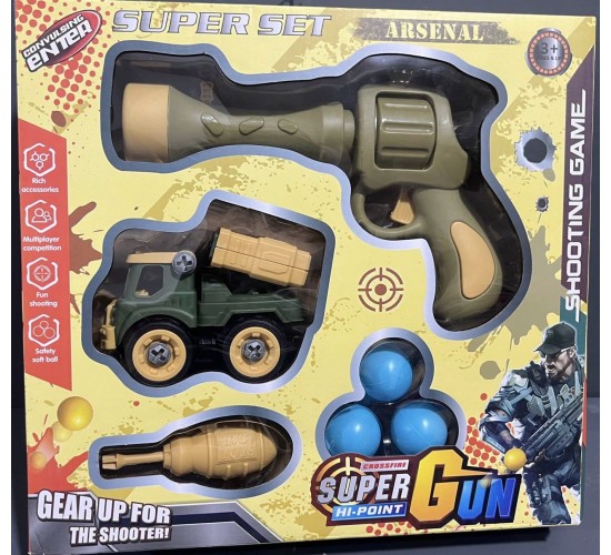 T-542علبة مسدس ألعاب مع عربية فك و تركيب 5966/27  22/200