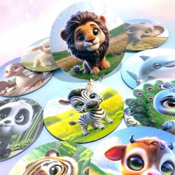 W22-92 بازل صغار الحيوانات دائري 28 قطعه كرتون W22-92 بازل صغار الحيوانات دائري 28 قطعه كرتون