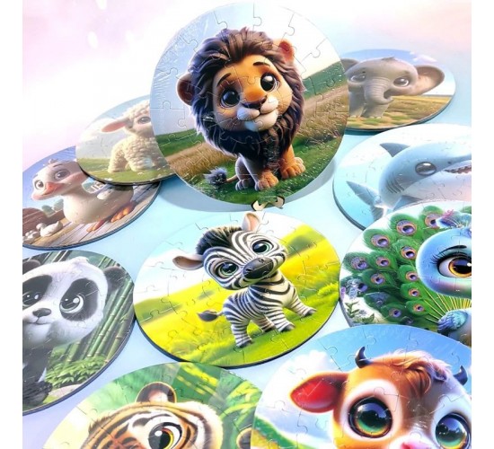W22-92 بازل صغار الحيوانات دائري 28 قطعه كرتون