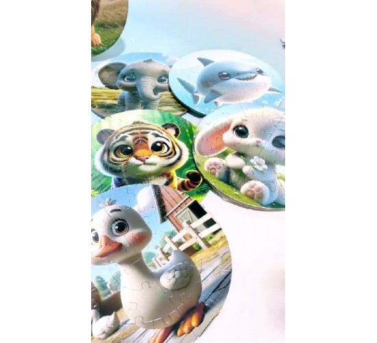 W22-92 بازل صغار الحيوانات دائري 28 قطعه كرتون