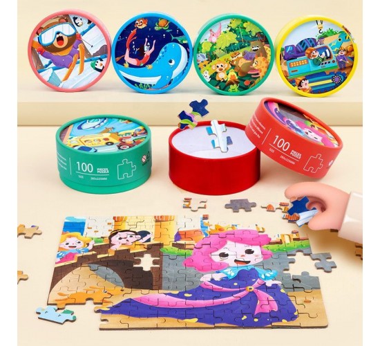 W22-96 بازل 100 قطعه علبه دائريه