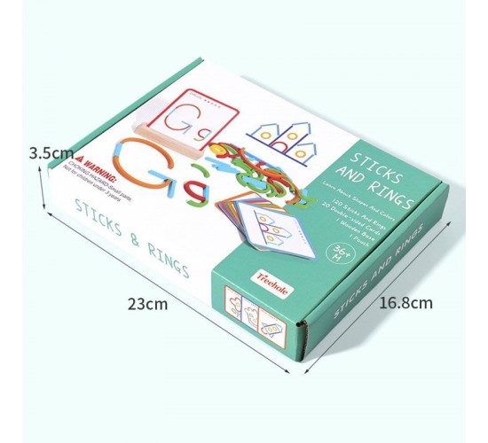 W31-60 لغز العصيان و الدوائر لعبة تعليم الاشكال و الالوان 120 قطعه و 40 تمرين