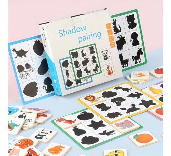 W31-66 الشكل وظله 12 تدريب 6 كروت 36 قطعه خشب