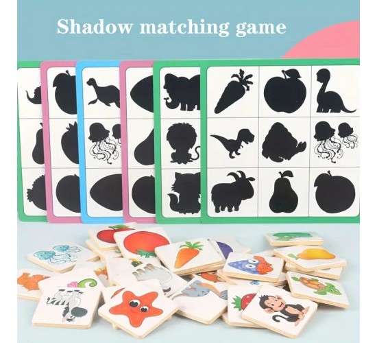 W31-66 الشكل وظله 12 تدريب 6 كروت 36 قطعه خشب