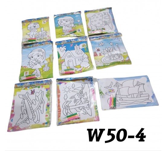 W50-4 لوحة تلوين + الوان فلوماستر W50-4 لوحة تلوين + الوان فلوماستر