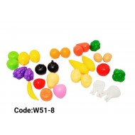 W51-8 مجسمات فاكهه وخضروات بلاستك 18 قطعه W51-8 مجسمات فاكهه وخضروات بلاستك 18 قطعه
