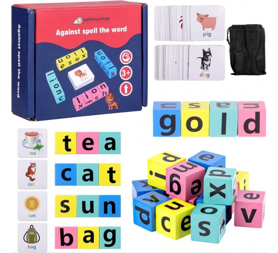 W53-87 مكعبات تكوين كلمات انجليزي 16 مكعب 40 كارت