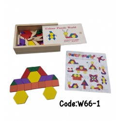 W66-1 موزايك 60 قطعه علبه خشب 